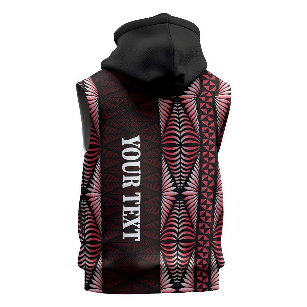 Tonga Rugby Personalised Sleeveless Hoodie 2025 Mate Maa Tonga Ngatu Motif - Polynesian Pride
