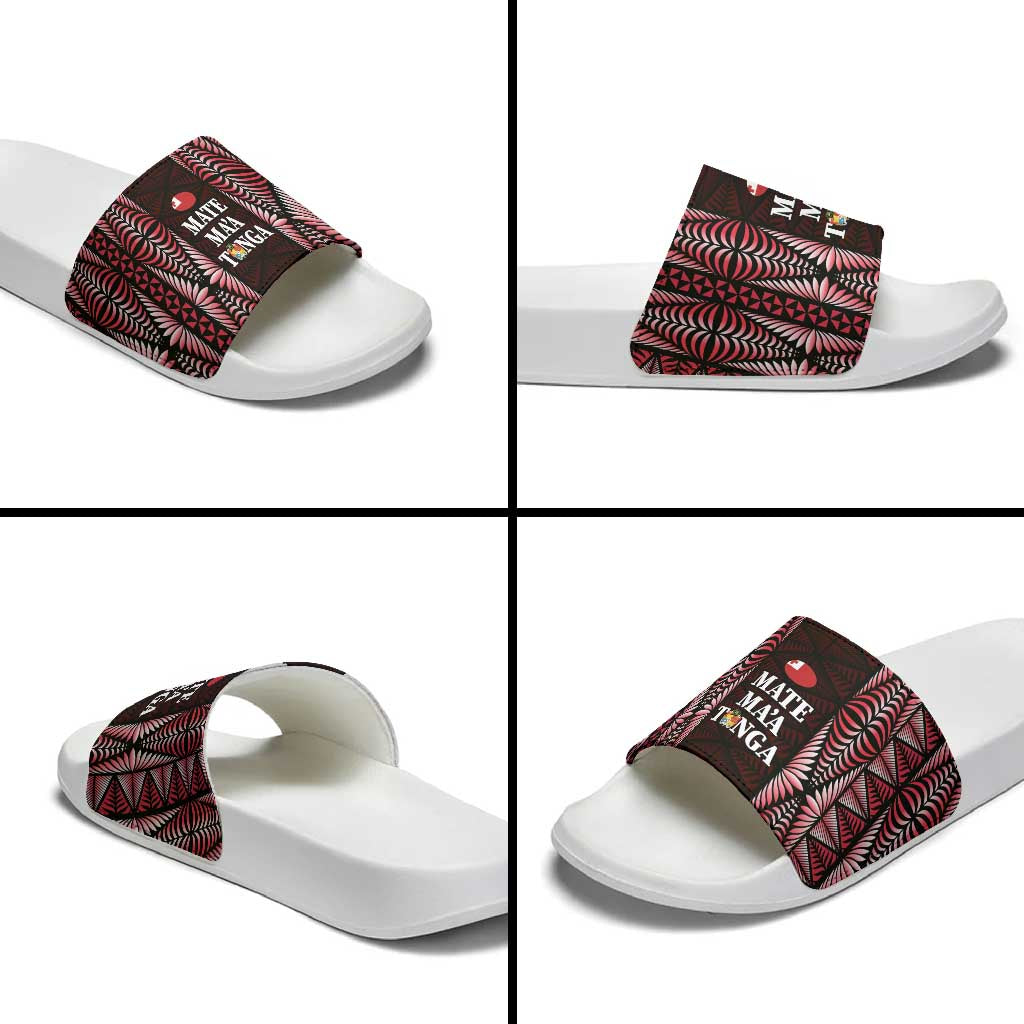 Tonga Rugby Slide Sandals 2025 Mate Maa Tonga Ngatu Motif - Polynesian Pride