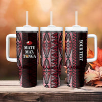 Tonga Rugby Personalised Tumbler With Handle 2025 Mate Maa Tonga Ngatu Motif - Polynesian Pride