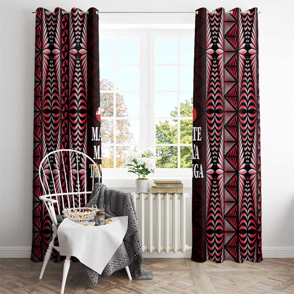 Tonga Rugby Window Curtain 2025 Mate Maa Tonga Ngatu Motif - Polynesian Pride