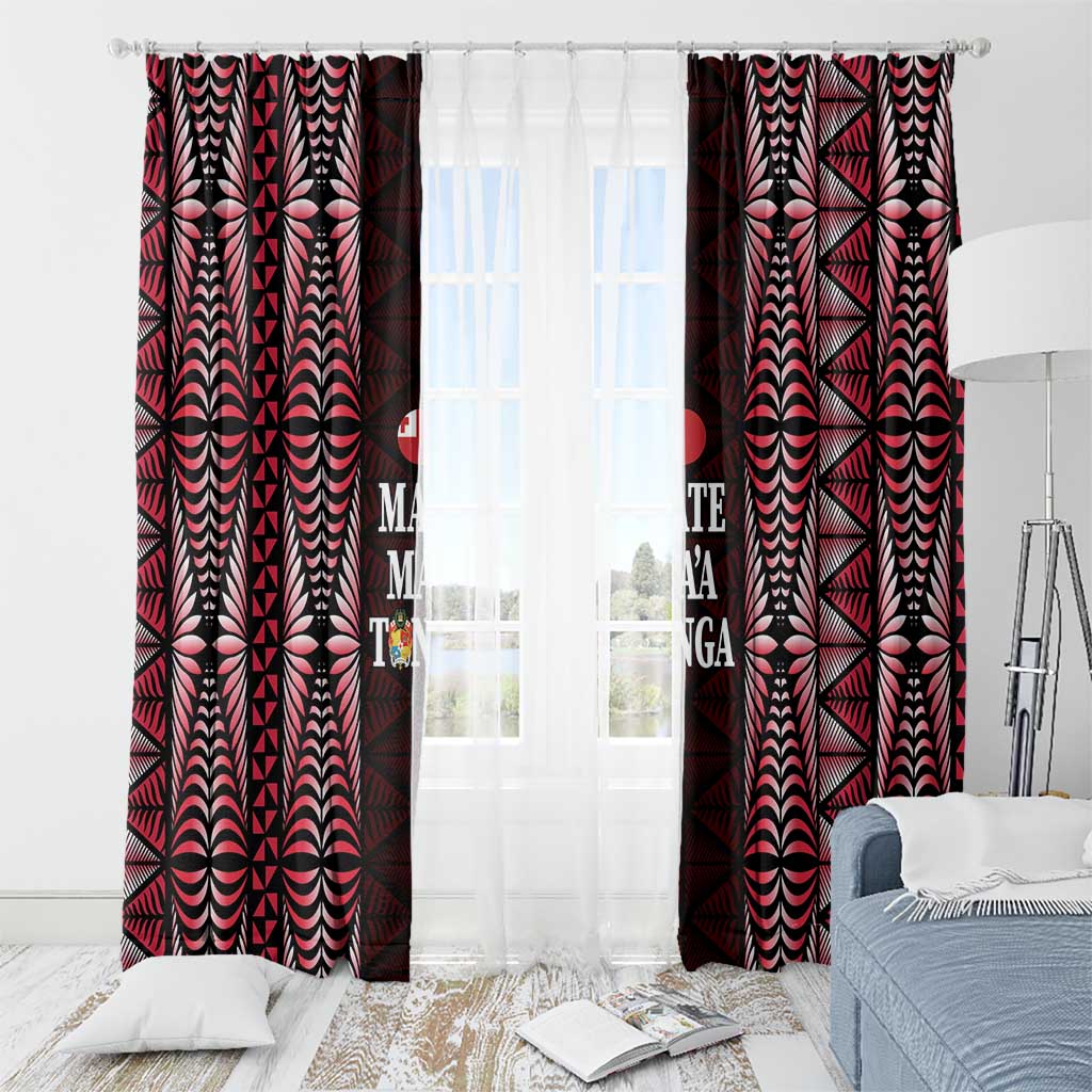 Tonga Rugby Window Curtain 2025 Mate Maa Tonga Ngatu Motif - Polynesian Pride