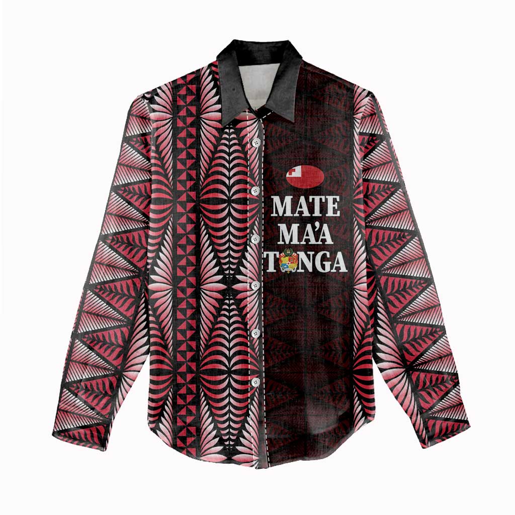 Tonga Rugby Personalised Women Casual Shirt 2025 Mate Maa Tonga Ngatu Motif - Polynesian Pride