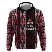 Tonga Rugby Personalised Zip Hoodie 2025 Mate Maa Tonga Ngatu Motif - Polynesian Pride