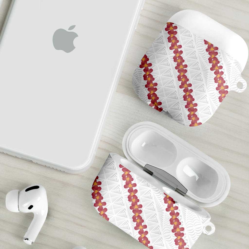 White Sunday Tonga Fakame AirPods Case Tongan Ngatu Heilala Lei - Polynesian Pride