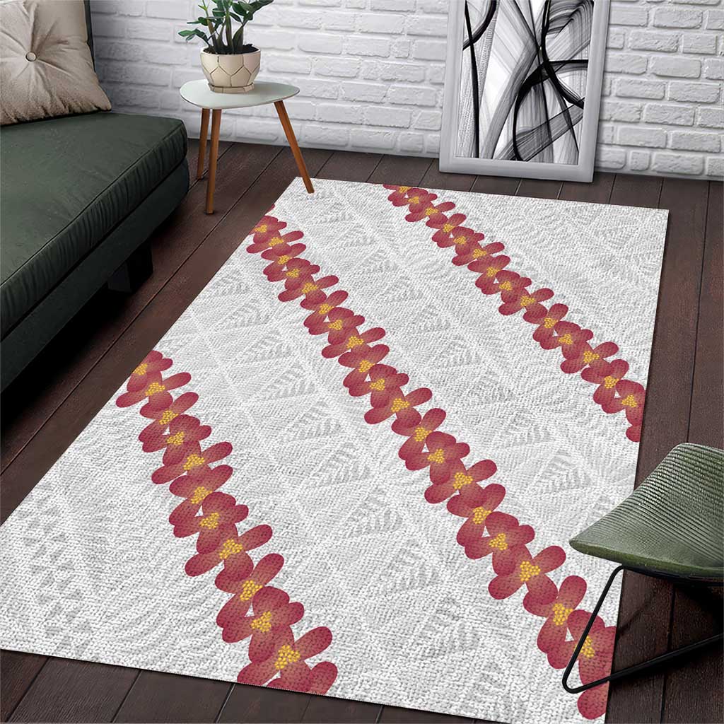 White Sunday Tonga Fakame Area Rug Tongan Ngatu Heilala Lei - Polynesian Pride