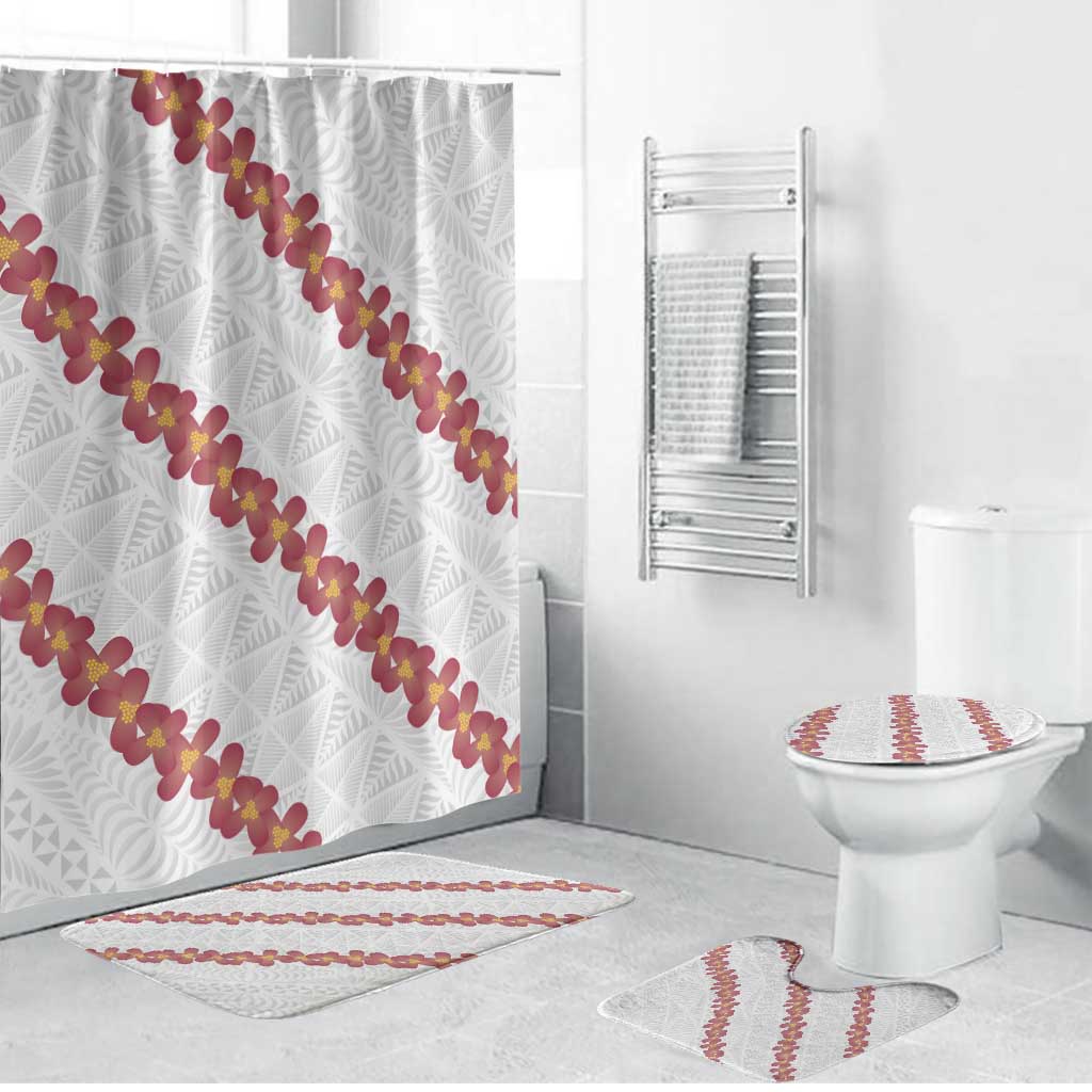 White Sunday Tonga Fakame Bathroom Set Tongan Ngatu Heilala Lei - Polynesian Pride