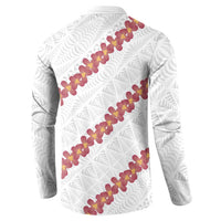 White Sunday Tonga Fakame Button Sweatshirt Tongan Ngatu Heilala Lei - Polynesian Pride