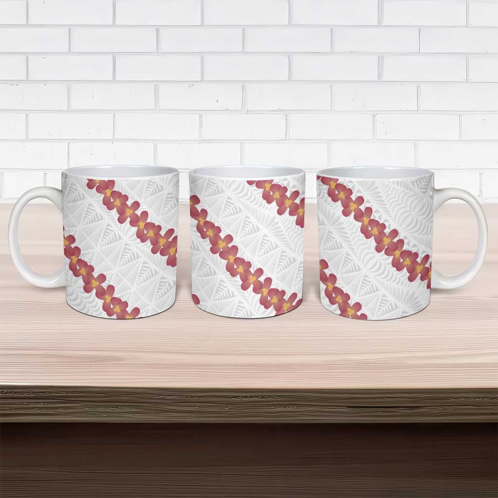 White Sunday Tonga Fakame Ceramic Mug Tongan Ngatu Heilala Lei - Polynesian Pride