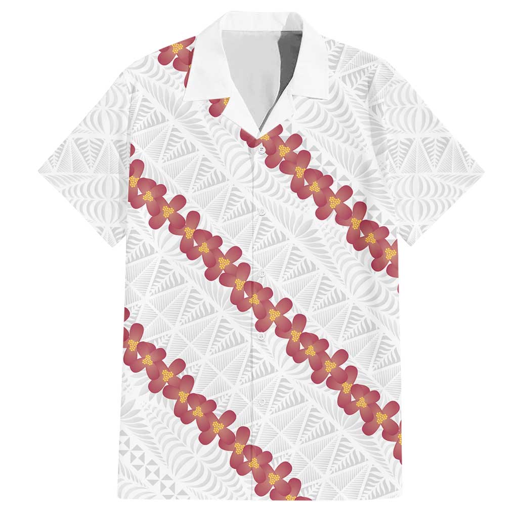 White Sunday Tonga Fakame Family Matching Short Sleeve Bodycon Dress and Hawaiian Shirt Tongan Ngatu Heilala Lei - Polynesian Pride