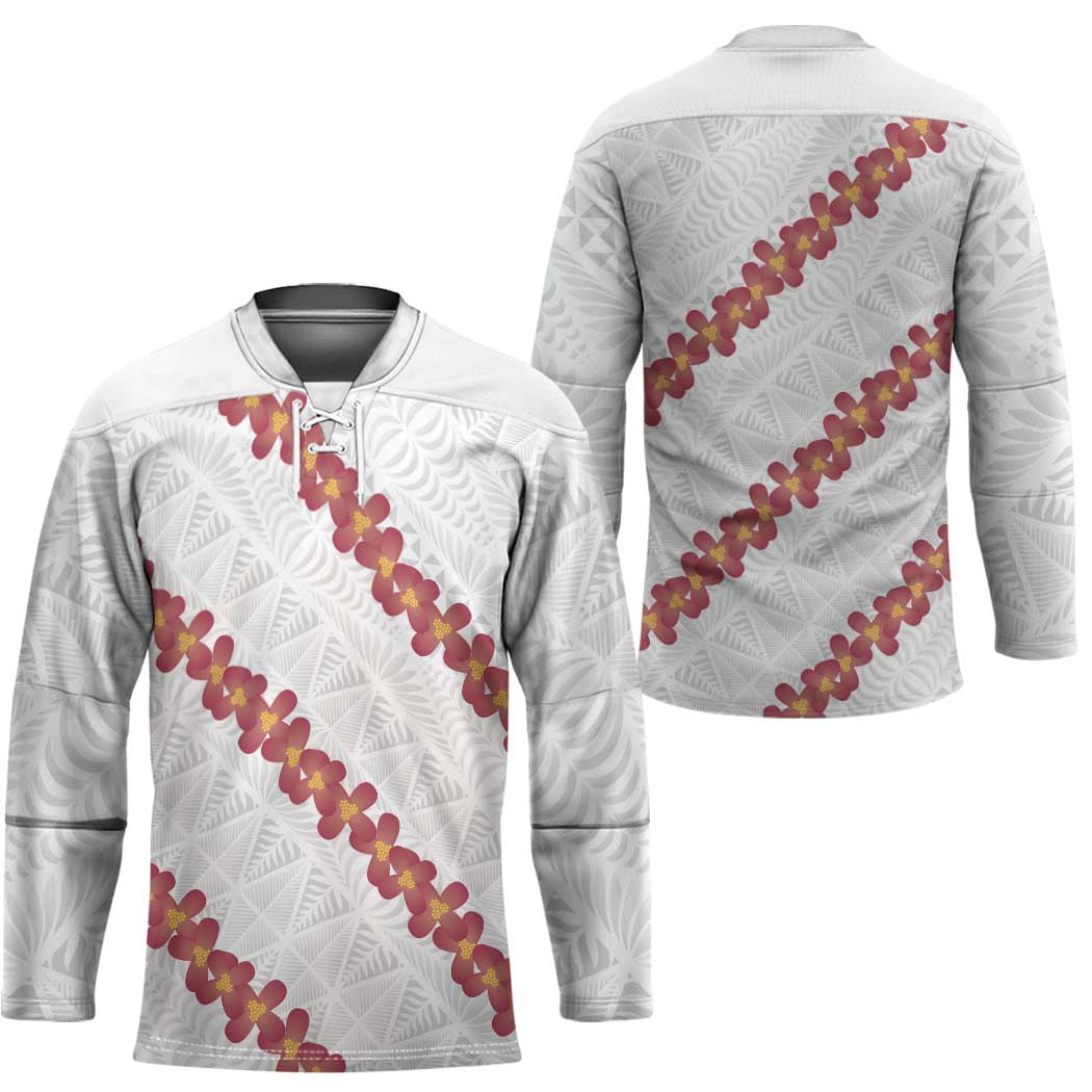 White Sunday Tonga Fakame Hockey Jersey Tongan Ngatu Heilala Lei - Polynesian Pride
