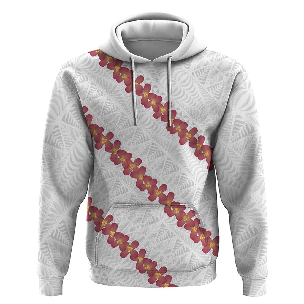White Sunday Tonga Fakame Hoodie Tongan Ngatu Heilala Lei - Polynesian Pride