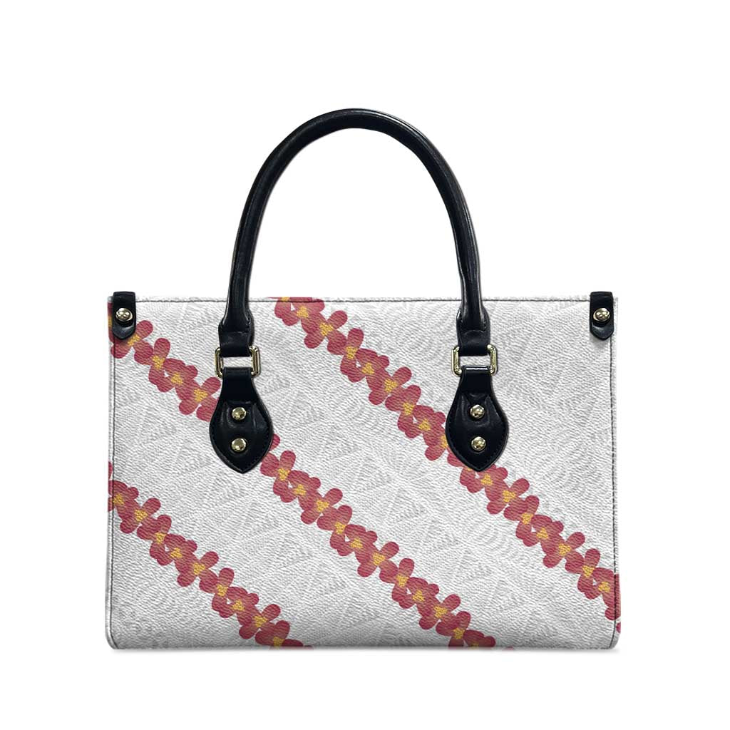 White Sunday Tonga Fakame Leather Bag Tongan Ngatu Heilala Lei - Polynesian Pride