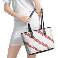 White Sunday Tonga Fakame Leather Tote Bag Tongan Ngatu Heilala Lei - Polynesian Pride