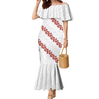 White Sunday Tonga Fakame Mermaid Dress Tongan Ngatu Heilala Lei - Polynesian Pride