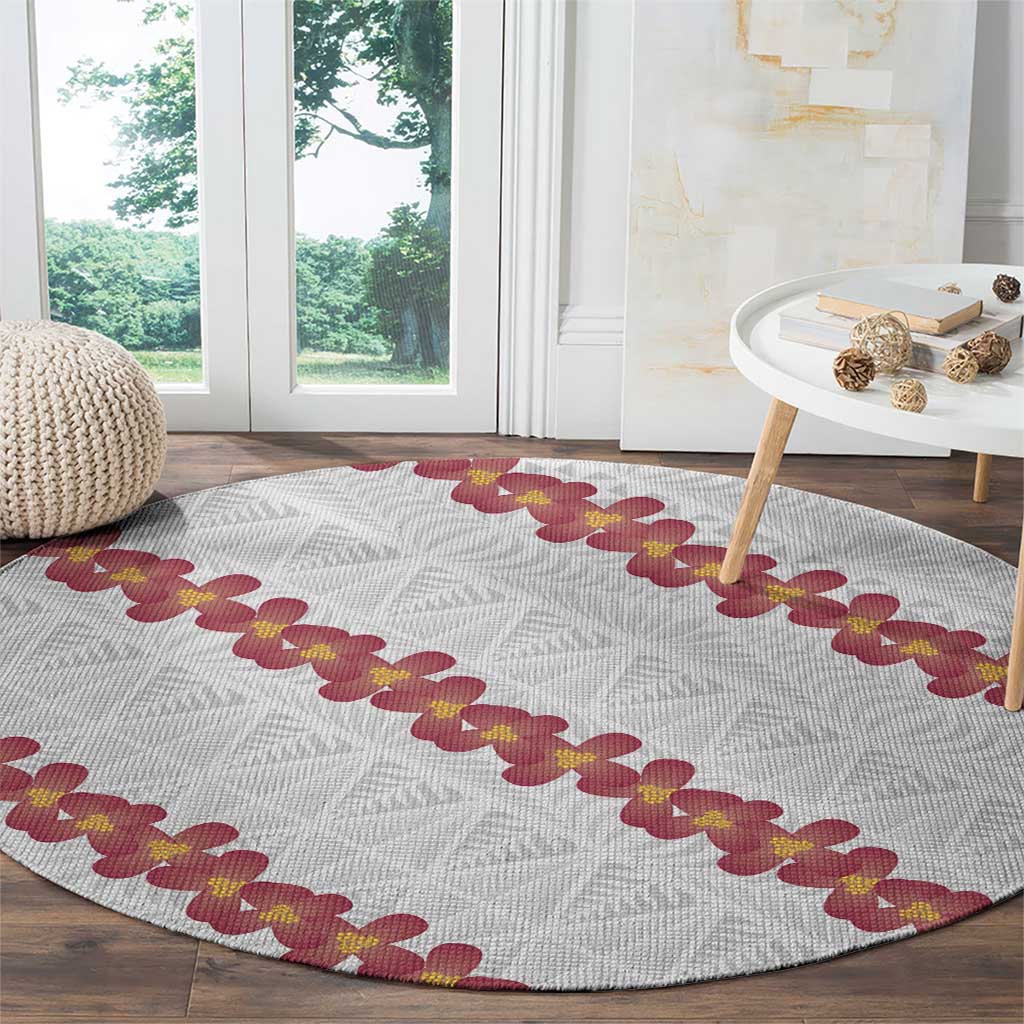White Sunday Tonga Fakame Round Carpet Tongan Ngatu Heilala Lei - Polynesian Pride