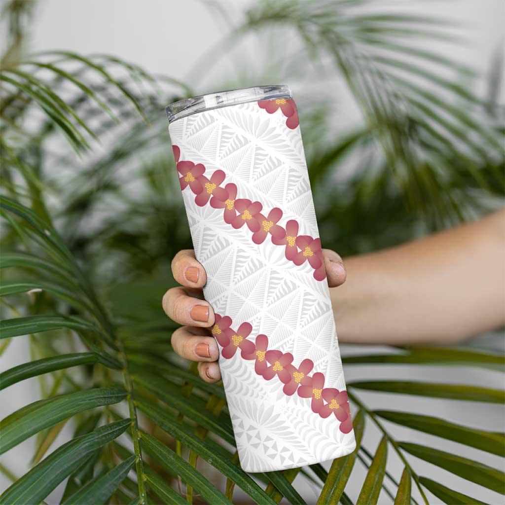 White Sunday Tonga Fakame Skinny Tumbler Tongan Ngatu Heilala Lei - Polynesian Pride