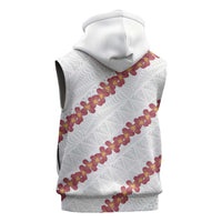 White Sunday Tonga Fakame Sleeveless Zip Hoodie Tongan Ngatu Heilala Lei - Polynesian Pride