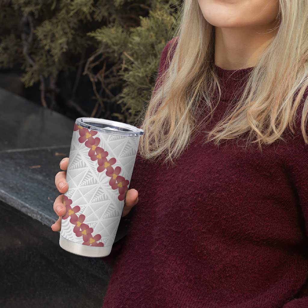 White Sunday Tonga Fakame Tumbler Cup Tongan Ngatu Heilala Lei - Polynesian Pride