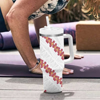 White Sunday Tonga Fakame Tumbler With Handle Tongan Ngatu Heilala Lei - Polynesian Pride