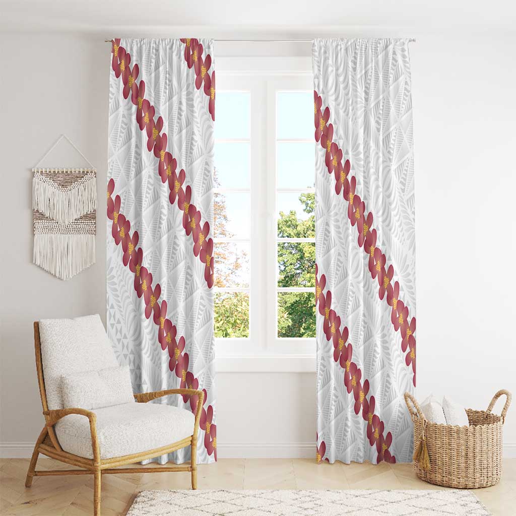 White Sunday Tonga Fakame Window Curtain Tongan Ngatu Heilala Lei - Polynesian Pride
