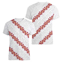 White Sunday Tonga Fakame Women V-Neck T-Shirt Tongan Ngatu Heilala Lei - Polynesian Pride