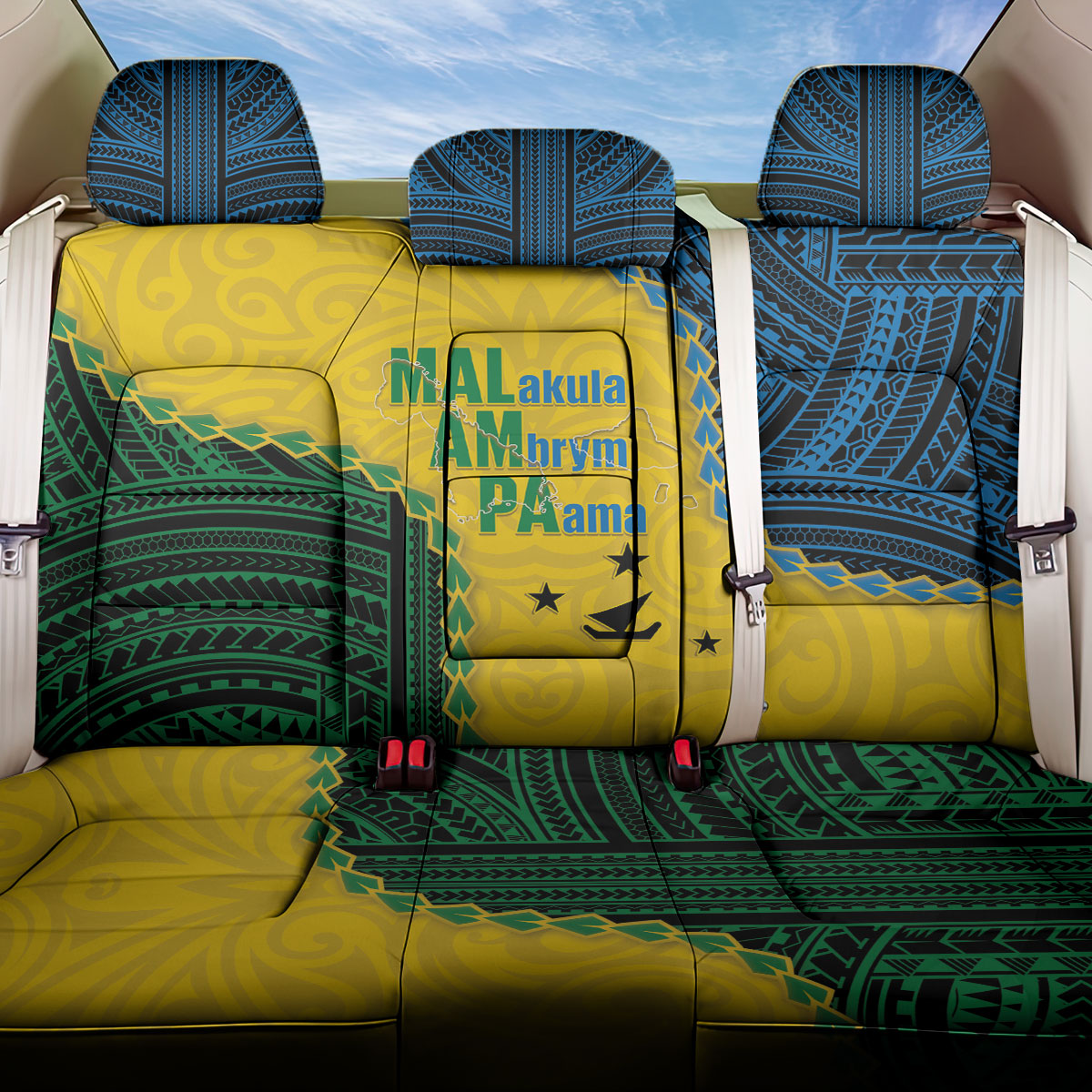 Malampa Province Vanuatu Back Car Seat Cover Map With Polynesian Pattern LT14 One Size Multicolor - Polynesian Pride