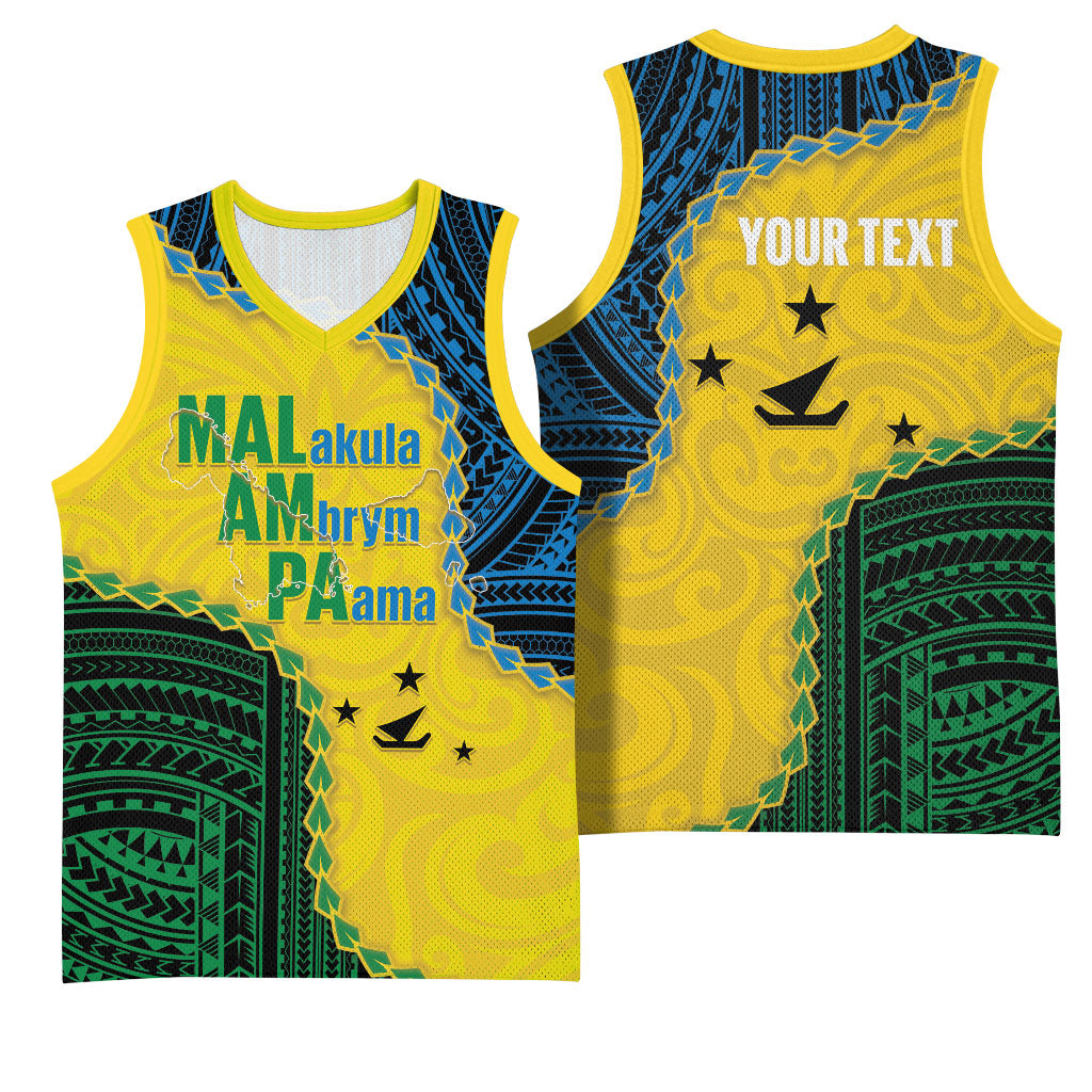 Personalised Malampa Province Vanuatu Basketball Jersey Map With Polynesian Pattern LT14 - Polynesian Pride