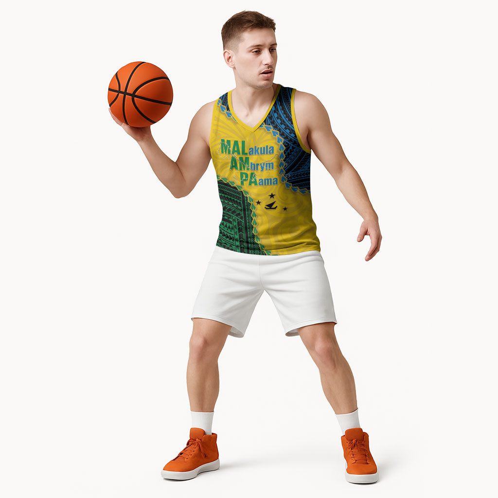 Personalised Malampa Province Vanuatu Basketball Jersey Map With Polynesian Pattern LT14 - Polynesian Pride