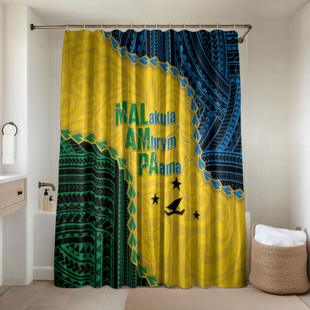 Malampa Province Vanuatu Bathroom Set Map With Polynesian Pattern LT14 Shower Curtain Only Multicolor - Polynesian Pride