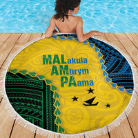 Malampa Province Vanuatu Beach Blanket Map With Polynesian Pattern LT14 - Polynesian Pride