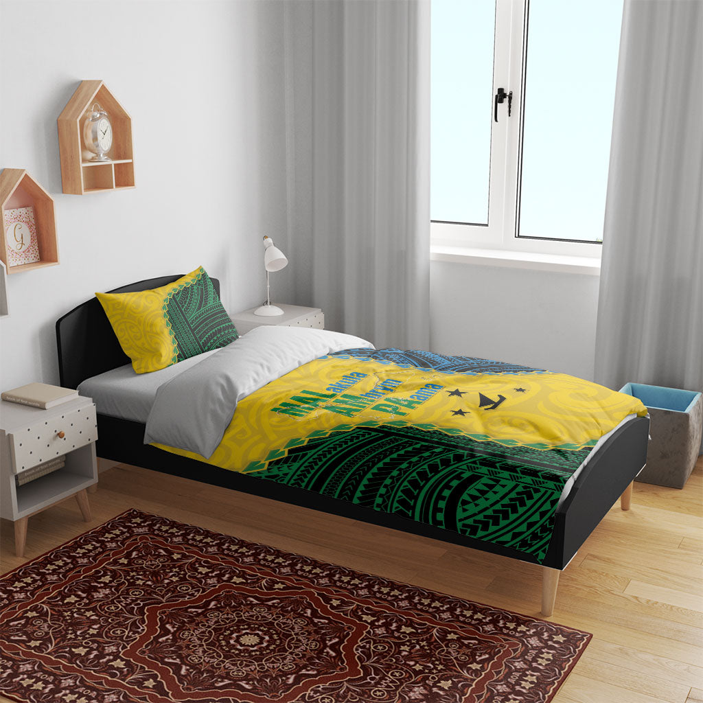 Malampa Province Vanuatu Bedding Set Map With Polynesian Pattern LT14 - Polynesian Pride