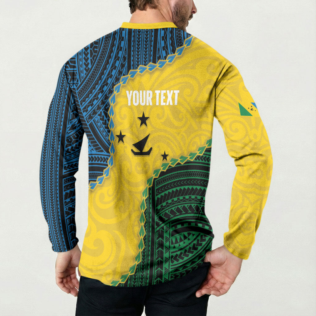 Personalised Malampa Province Vanuatu Button Sweatshirt Map With Polynesian Pattern LT14 - Polynesian Pride