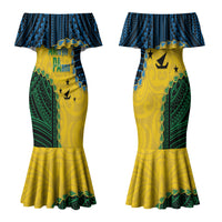 Personalised Malampa Province Vanuatu Couples Matching Mermaid Dress and Hawaiian Shirt Map With Polynesian Pattern LT14 - Polynesian Pride