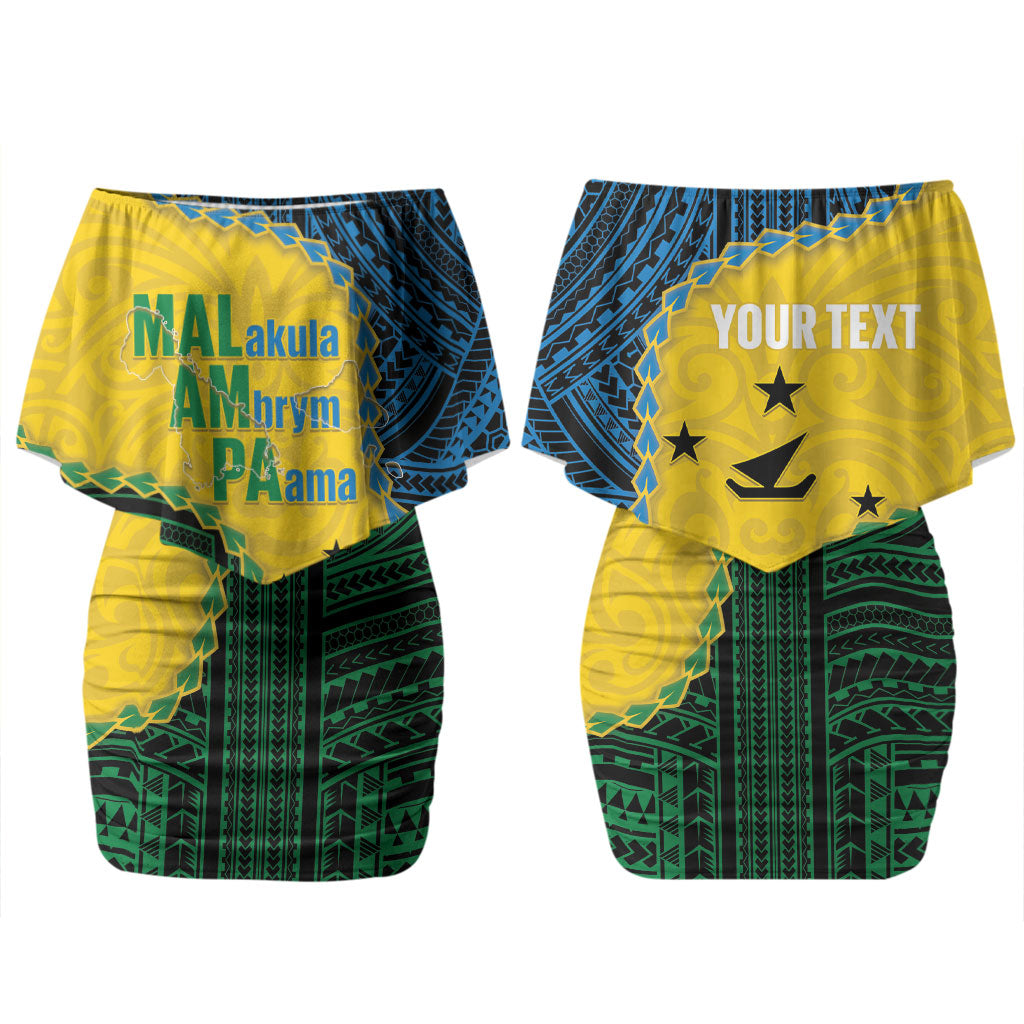 Personalised Malampa Province Vanuatu Couples Matching Off Shoulder Short Dress and Hawaiian Shirt Map With Polynesian Pattern LT14 - Polynesian Pride