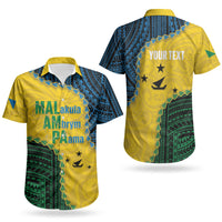 Personalised Malampa Province Vanuatu Couples Matching Off Shoulder Short Dress and Hawaiian Shirt Map With Polynesian Pattern LT14 - Polynesian Pride
