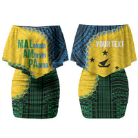 Personalised Malampa Province Vanuatu Couples Matching Off Shoulder Short Dress and Long Sleeve Button Shirt Map With Polynesian Pattern LT14 - Polynesian Pride