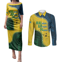 Personalised Malampa Province Vanuatu Couples Matching Puletasi and Long Sleeve Button Shirt Map With Polynesian Pattern LT14 Multicolor - Polynesian Pride