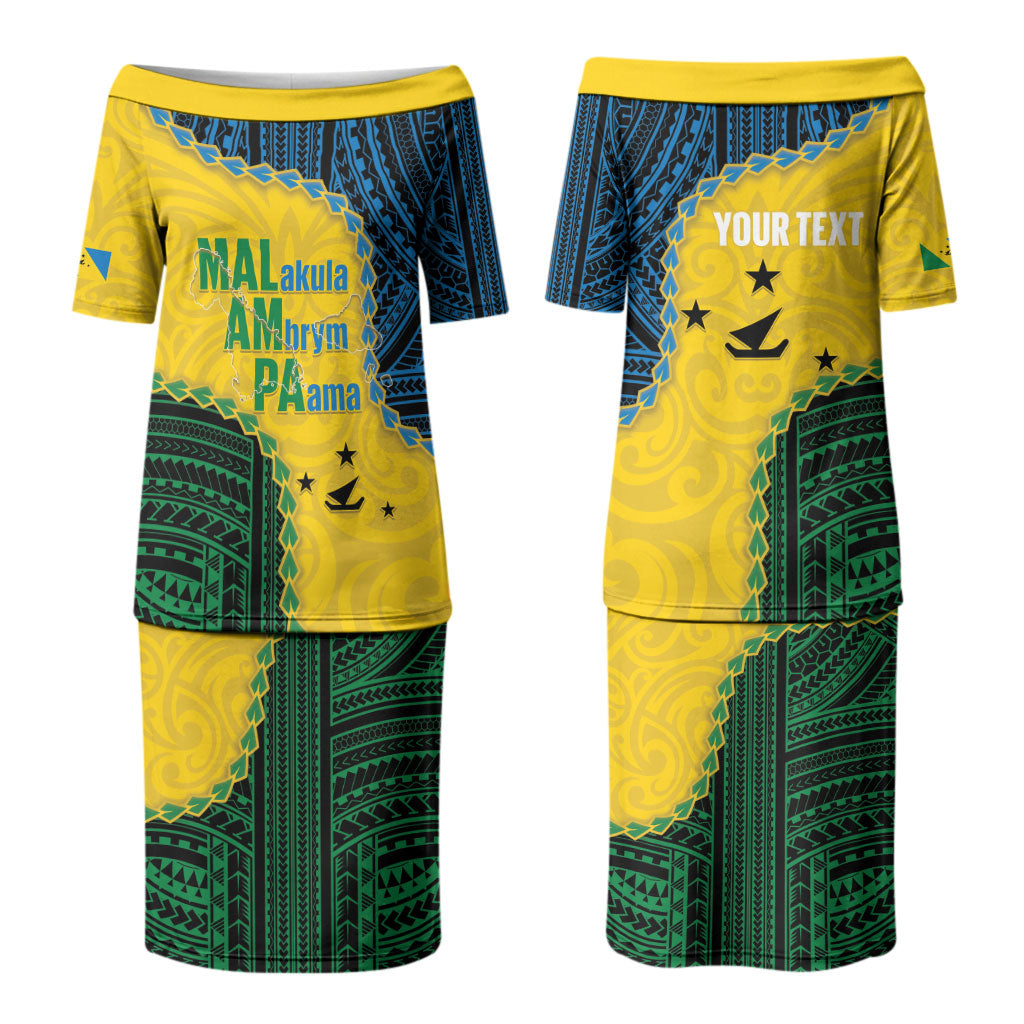Personalised Malampa Province Vanuatu Couples Matching Puletasi and Long Sleeve Button Shirt Map With Polynesian Pattern LT14 - Polynesian Pride