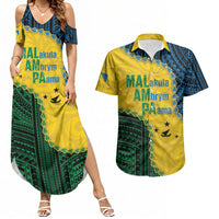 Personalised Malampa Province Vanuatu Couples Matching Summer Maxi Dress and Hawaiian Shirt Map With Polynesian Pattern LT14 Multicolor - Polynesian Pride