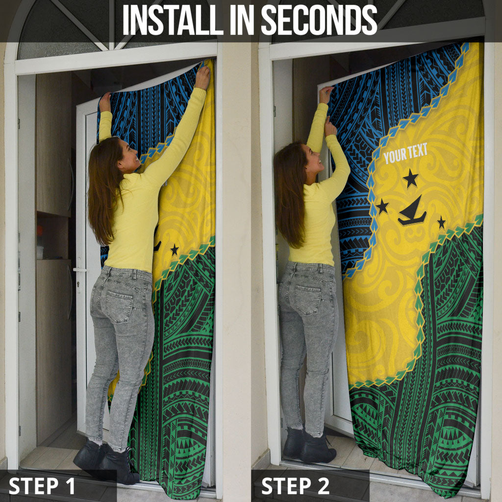 Personalised Malampa Province Vanuatu Door Cover Map With Polynesian Pattern LT14 - Polynesian Pride