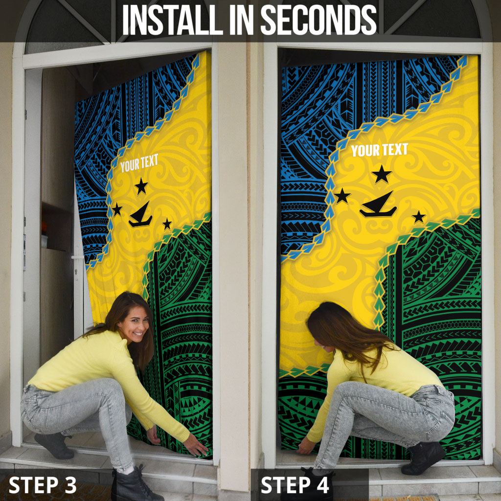 Personalised Malampa Province Vanuatu Door Cover Map With Polynesian Pattern LT14 - Polynesian Pride