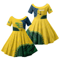 Personalised Malampa Province Vanuatu Family Matching Short Sleeve Bodycon Dress and Hawaiian Shirt Map With Polynesian Pattern LT14 Daughter's Dress Multicolor - Polynesian Pride