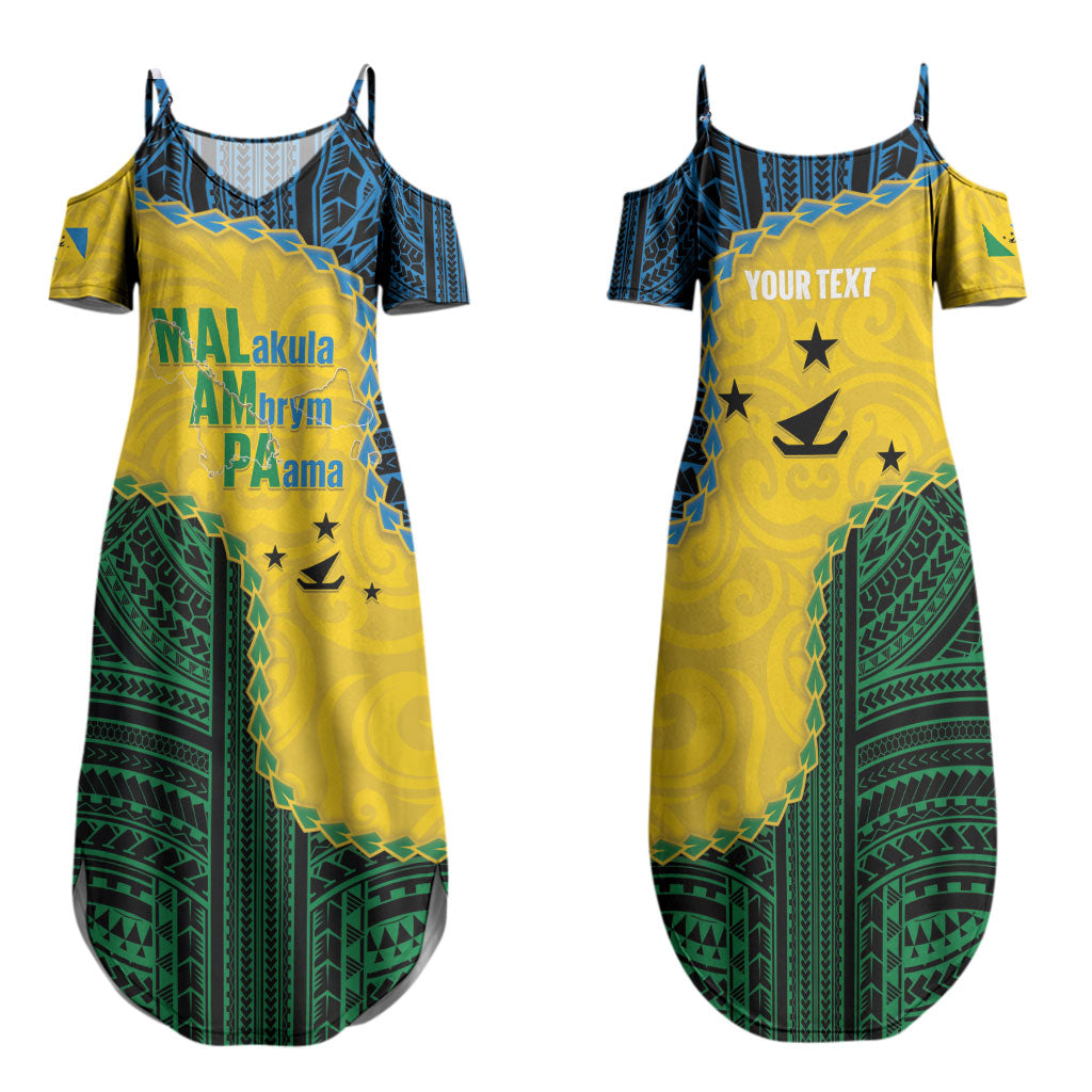 Personalised Malampa Province Vanuatu Family Matching Summer Maxi Dress and Hawaiian Shirt Map With Polynesian Pattern LT14 Mom's Dress Multicolor - Polynesian Pride