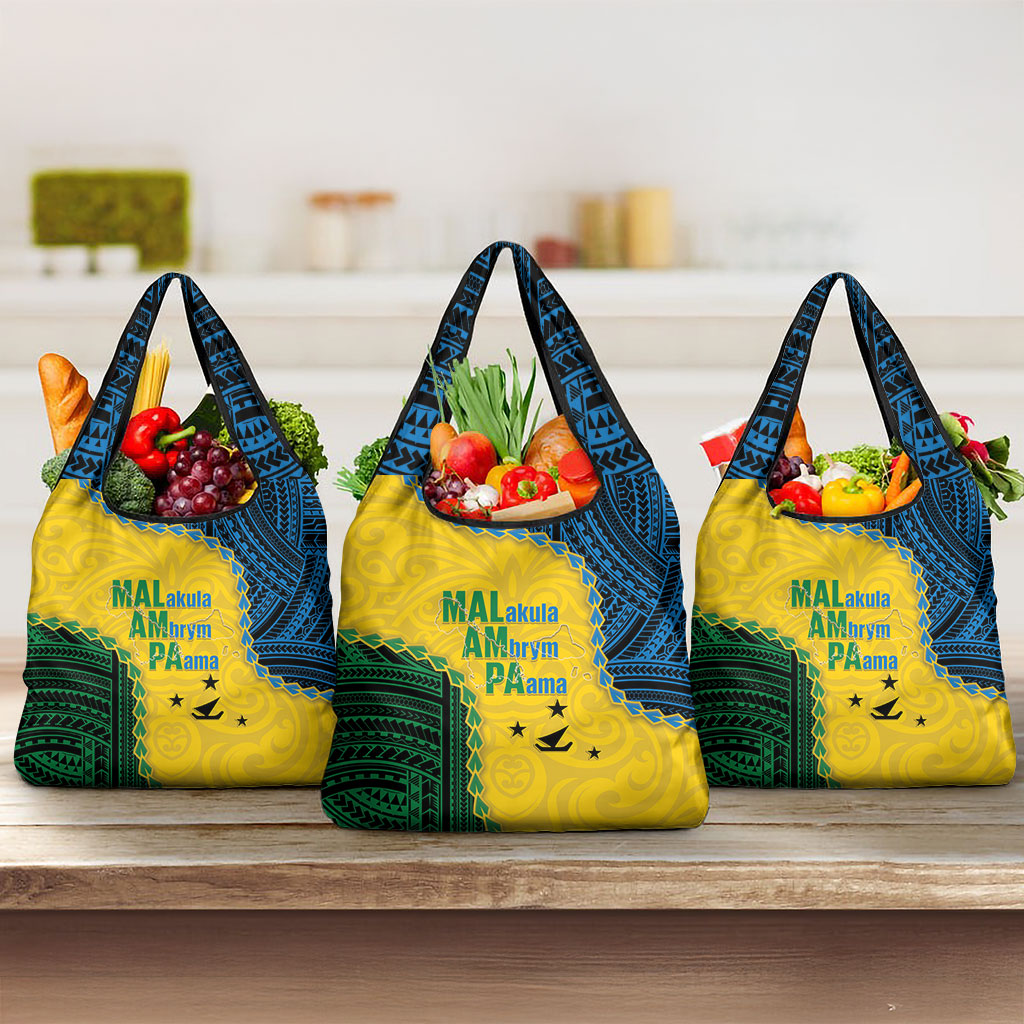 Malampa Province Vanuatu Grocery Bag Map With Polynesian Pattern LT14 3-pack One Size Multicolor - Polynesian Pride