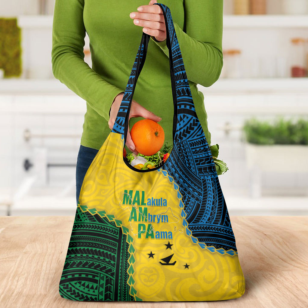 Malampa Province Vanuatu Grocery Bag Map With Polynesian Pattern LT14 - Polynesian Pride
