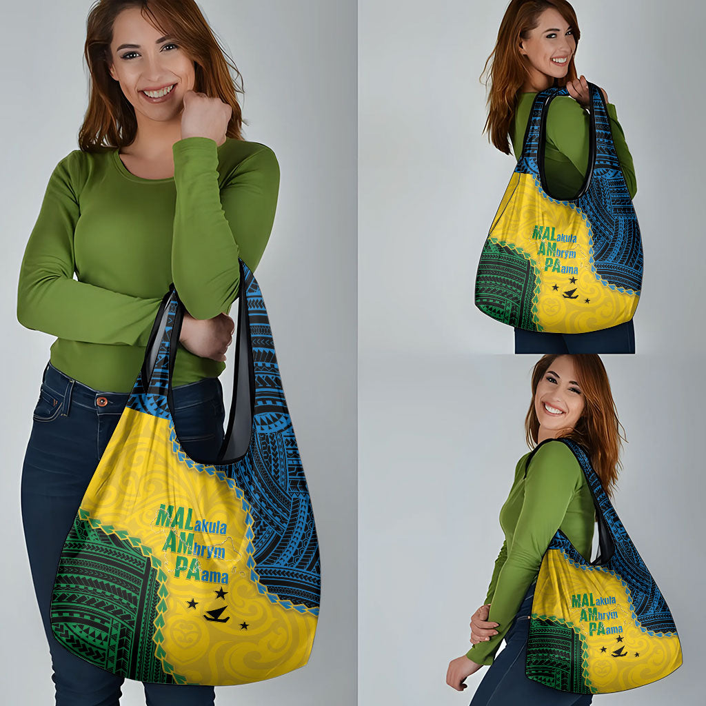Malampa Province Vanuatu Grocery Bag Map With Polynesian Pattern LT14 - Polynesian Pride
