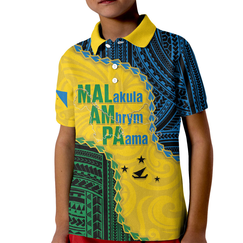 Personalised Malampa Province Vanuatu Kid Polo Shirt Map With Polynesian Pattern LT14 Kid Multicolor - Polynesian Pride