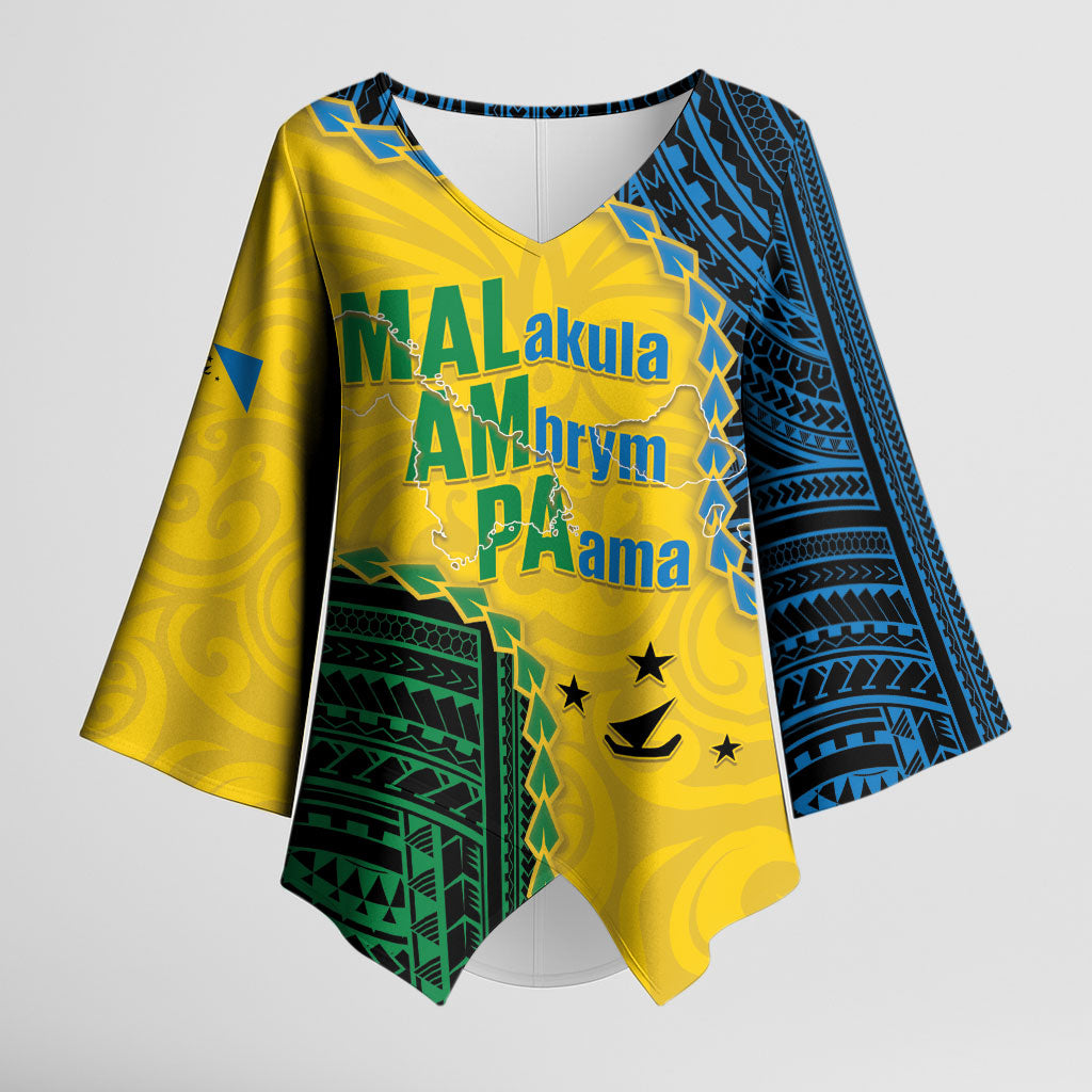 Personalised Malampa Province Vanuatu Kimono Sleeve Blouse Map With Polynesian Pattern LT14 Female Multicolor - Polynesian Pride