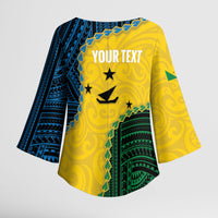 Personalised Malampa Province Vanuatu Kimono Sleeve Blouse Map With Polynesian Pattern LT14 - Polynesian Pride
