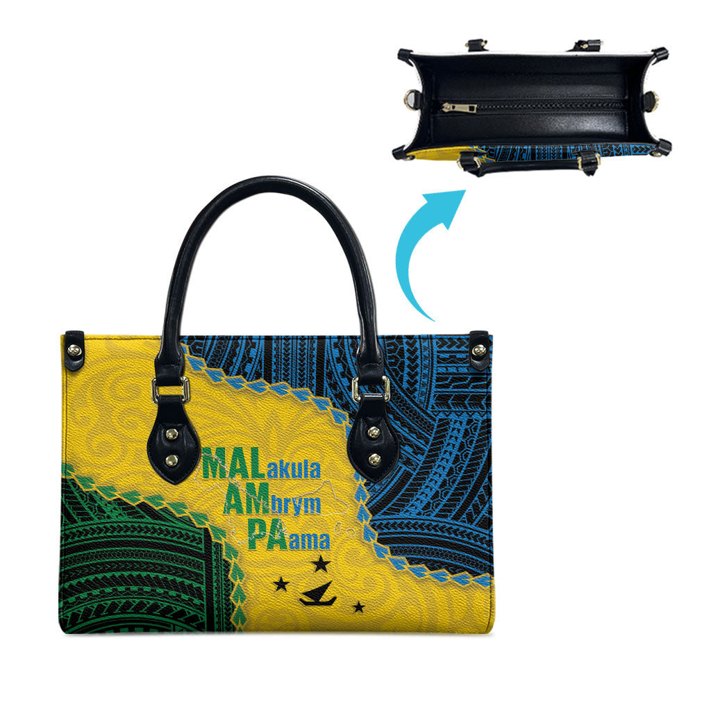Malampa Province Vanuatu Leather Bag Map With Polynesian Pattern LT14 - Polynesian Pride